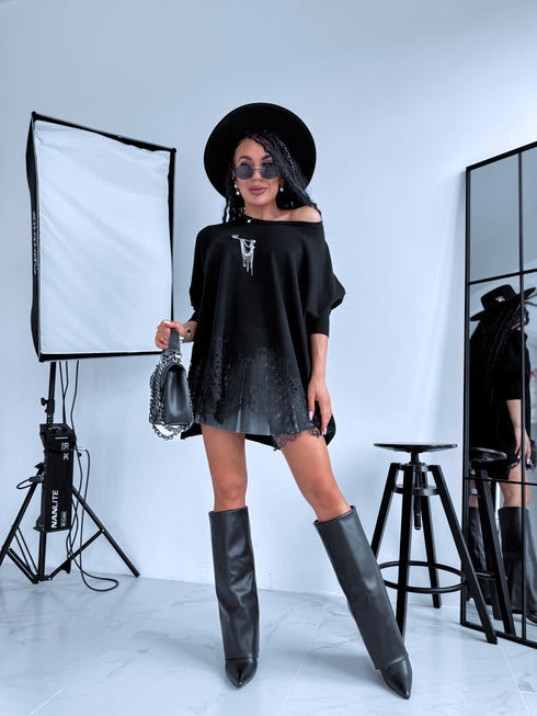 LARGE SIZE sweater "SHAKE IT FF89" - BLACK